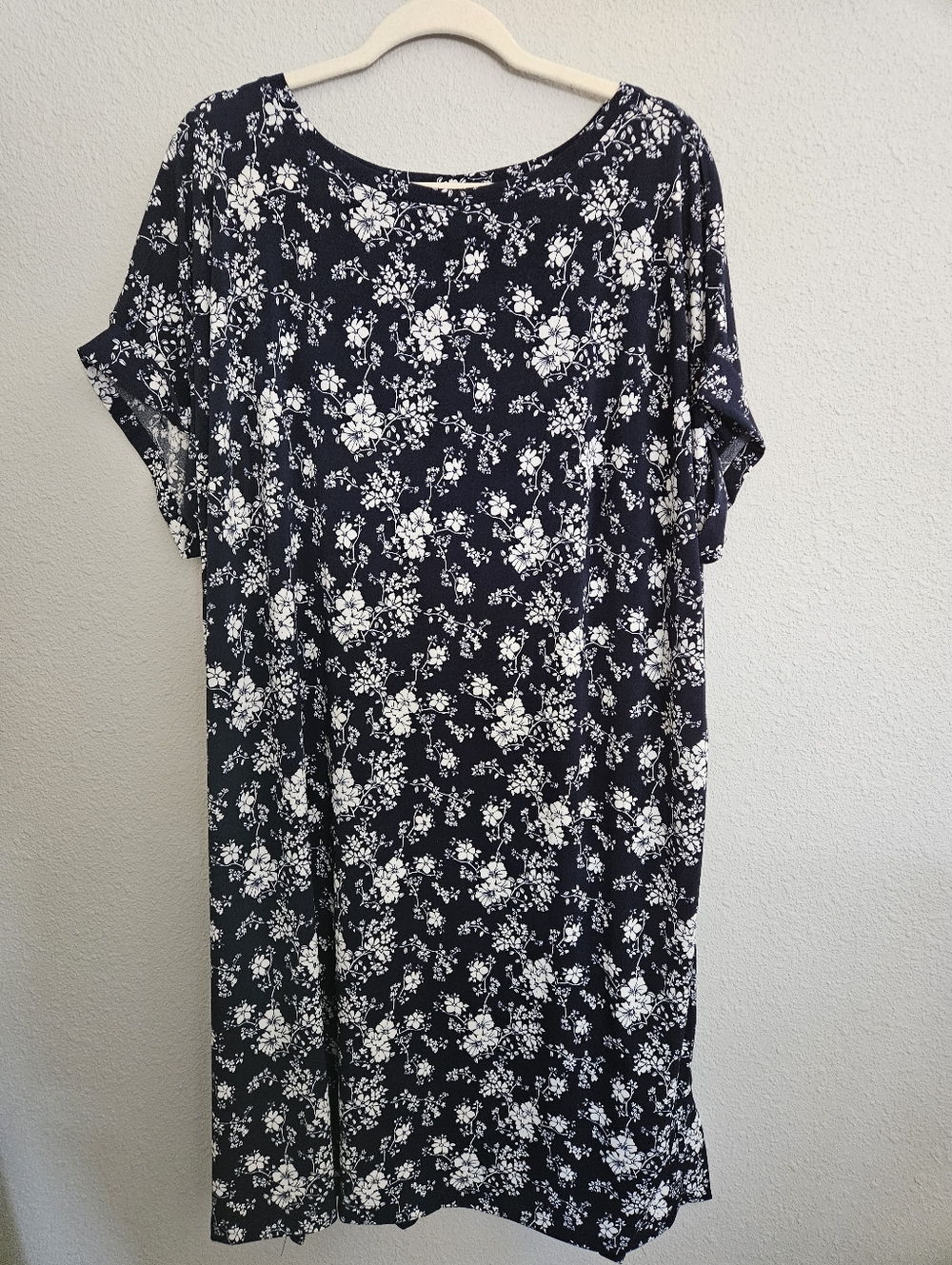 LuLaRoe Navy Blue and White Floral Midi Dress